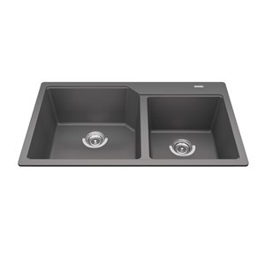Kindred Granite Drop-in Double Bowl Kitchen Sink - Shadow Grey - 33.88-in x 19.69-in