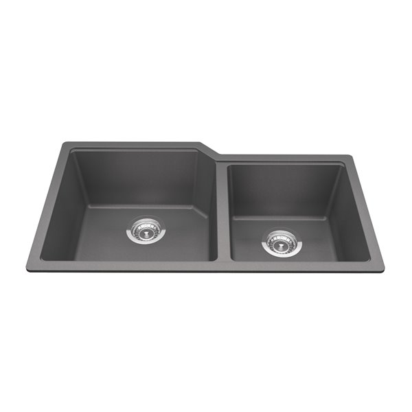 Kindred Granite Undermount Double Bowl kitchen Sink - Shadow Grey - 33.88-in x 19.69-in