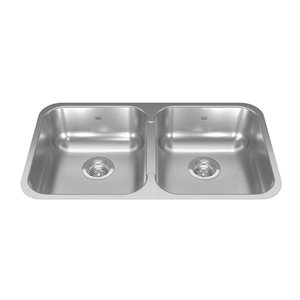 Kindred Reginox Undermount Double Bowl Stainless Steel Kitchen Sink - 30.88-in x 17.75-in