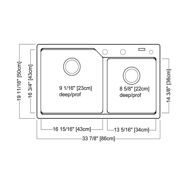Kindred Granite Drop-in Double Bowl Kitchen Sink - Storm - 33.88-in x 19.69-in