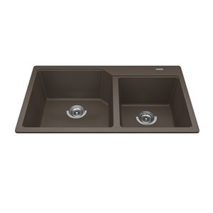 Évier double de Kindred à montage sur plan granite tempête, 33.88 po x 19.69 po