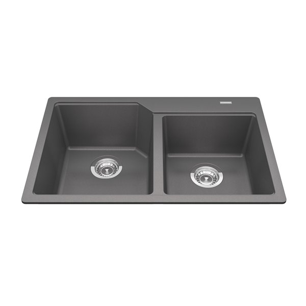 Kindred Granite Drop-in Double Bowl Kitchen Sink - Shadow Grey - 30.69-in x 19.69-in