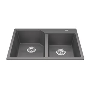 Kindred Granite Drop-in Double Bowl Kitchen Sink - Shadow Grey - 30.69-in x 19.69-in