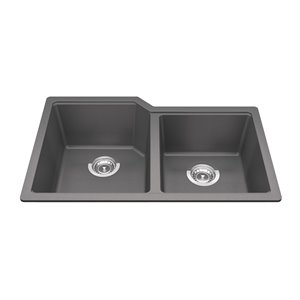 Évier double de Kindred à montage sous plan granite gris ombre, 30.69 po x 19.69 po