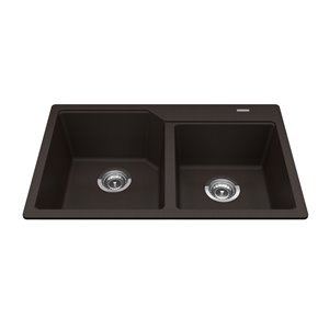 Kindred Granite Drop-in Double Bowl Kitchen Sink - Mocha - 30.69-in x 19.69-in
