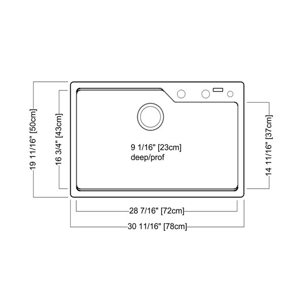 Évier double de Kindred à montage sur plan granite moka, 31.69 po x 19.69 po