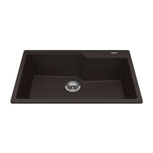 Évier double de Kindred à montage sur plan granite moka, 31.69 po x 19.69 po