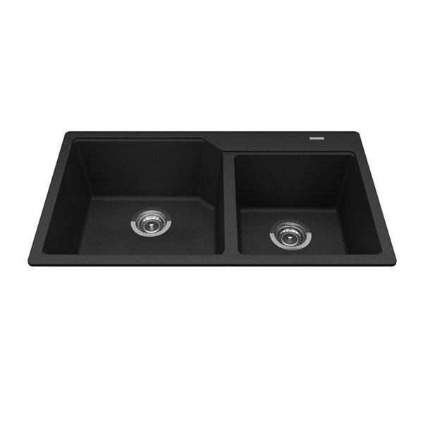 Kindred Granite Drop-in Double Bowl Kitchen Sink - Onyx - 33.88-in x 19.69-in