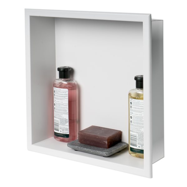 ALFI brand 16-in  x 16-in White Matte Stainless Steel Single Shelf Bath Shower Niche