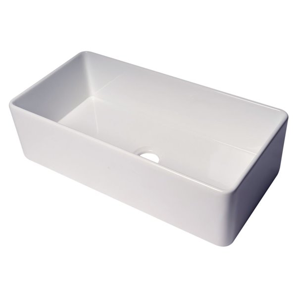 ALFI brand ABF3618 36-in White Thin Wall Single Bowl Fireclay Kitchen Farm Sink