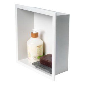 ALFI brand 12-in x 12-in White Matte Stainless Steel Single Shelf Bath Shower Niche