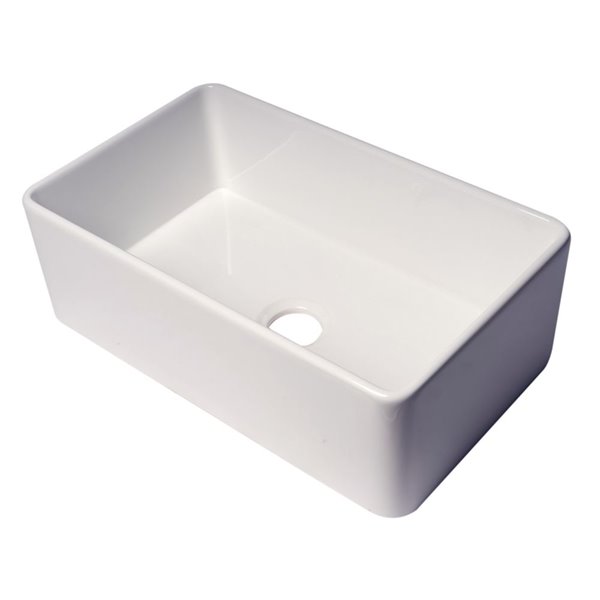 ALFI brand ABF3018 30-in White Thin Wall Single Bowl Fireclay Kitchen Farm Sink