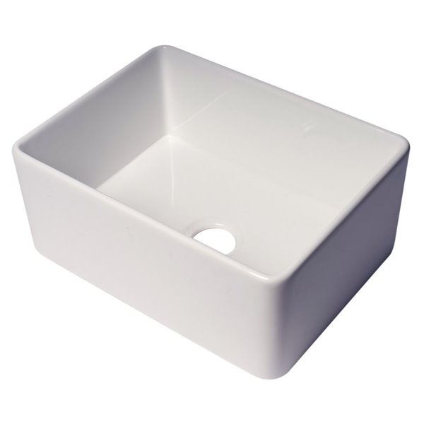 ALFI 24-in White Thin Wall Single Bowl Fireclay Kitchen Farm Sink