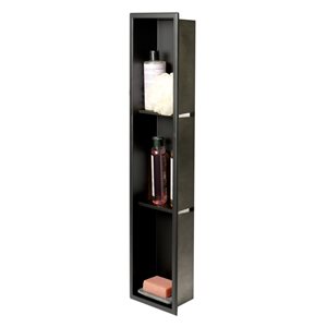 ALFI brand 8-in x 36-in Black Matte Stainless Steel Triple Shelf Bath Shower Niche