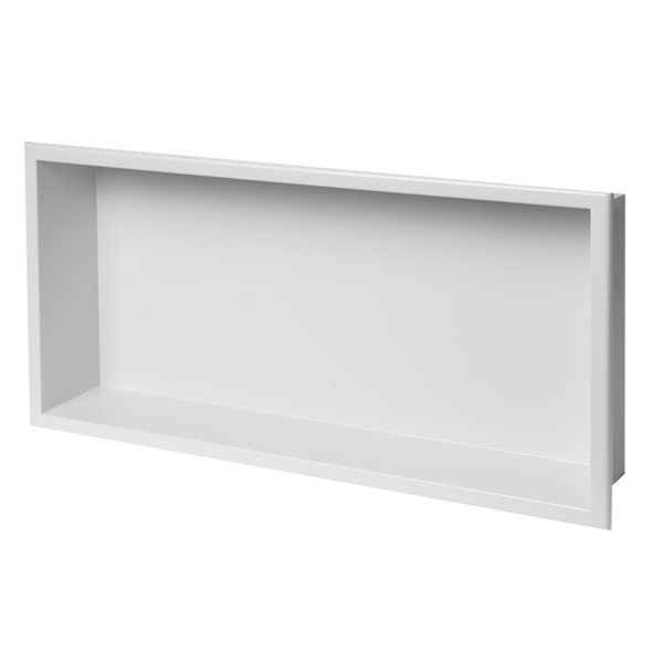 ALFI brand 24-in x 12-in  White Matte Stainless Steel Single Shelf Bath Shower Niche