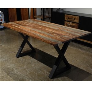 CORCORAN Straight Edge Grey Sheesham Dining Table - 67-in x 36-in