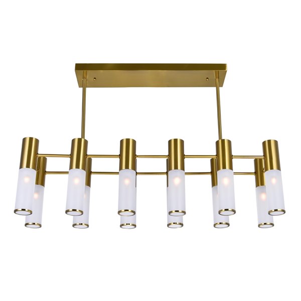 CWI Lighting Pipes Contemporary 12-Light Island/Pool Table Chandelier  -  Sun Gold Finish