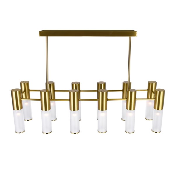 CWI Lighting Pipes Contemporary 12-Light Island/Pool Table Chandelier  -  Sun Gold Finish