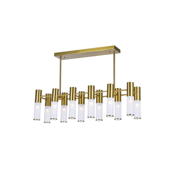 CWI Lighting Pipes Contemporary 12-Light Island/Pool Table Chandelier  -  Sun Gold Finish