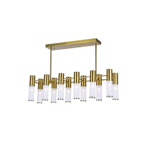 CWI Lighting Pipes Contemporary 12-Light Island/Pool Table Chandelier  -  Sun Gold Finish