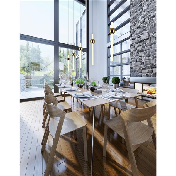 CWI Lighting Baton Contemporary LED Mini Pendant  -  Brass Finish