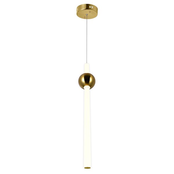CWI Lighting Baton Contemporary LED Mini Pendant  -  Brass Finish