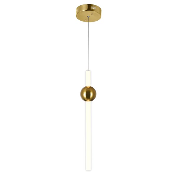 CWI Lighting Baton Contemporary LED Mini Pendant  -  Brass Finish