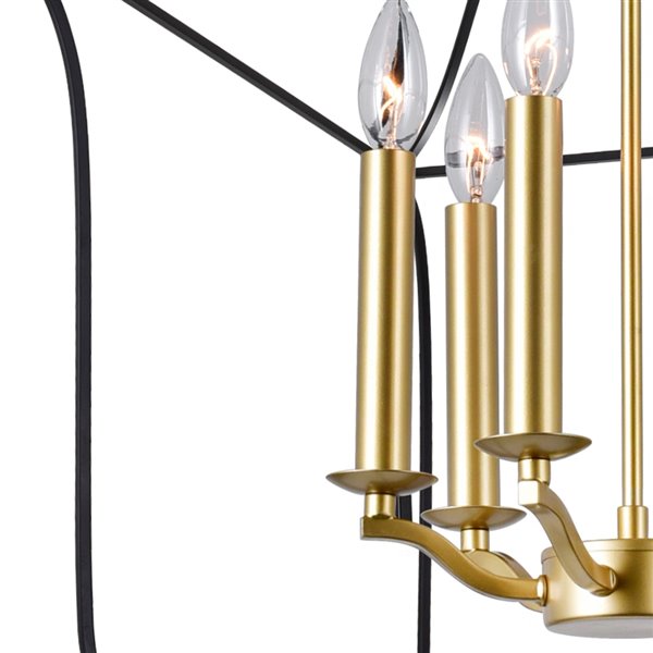 CWI Lighting Tudor Contemporary 6-Light Chandelier  -  Satin Gold and Black Finish