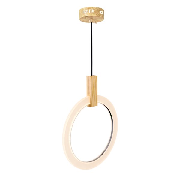 CWI Lighting Anello Contemporary LED 16-in Pendant  -  White Oak Finish