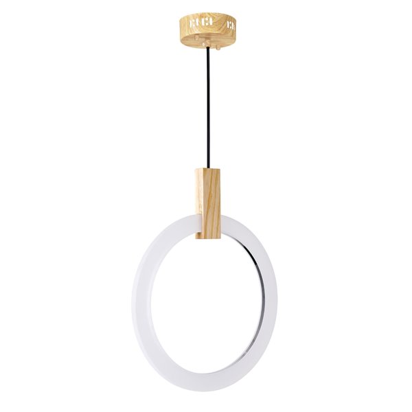 CWI Lighting Anello Contemporary LED 16-in Pendant  -  White Oak Finish