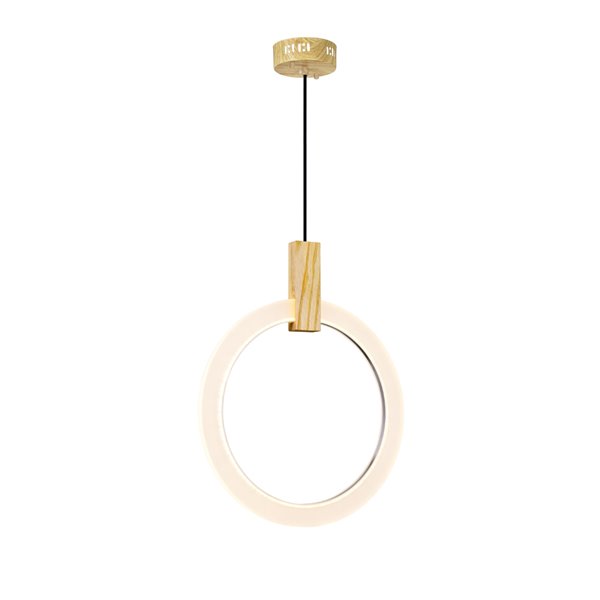 CWI Lighting Anello Contemporary LED 16-in Pendant  -  White Oak Finish