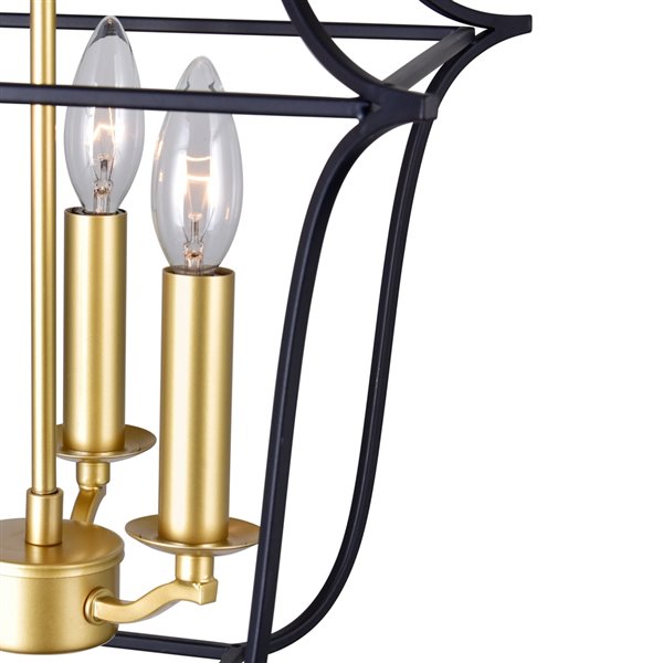 CWI Lighting Tudor Contemporary 3-Light Pendant  -  Satin Gold and Black Finish