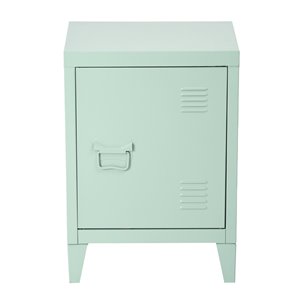 FurnitureR Metal Cabinet As Side Table Or Nightstand Graves Green - 16-in x 12-in x 23-in