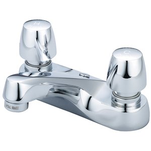 Central Brass Slow-Close Two Handle Bathroom Faucet - Polished Chrome