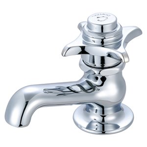 Central Brass Self-Close Cross-Handle Basin Faucet - Polished Chrome