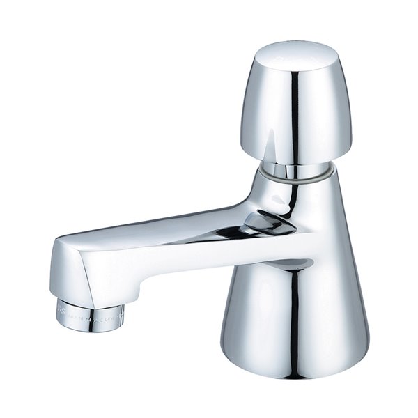 Central Brass Slow-Close Basin Faucet with Push Handle - Polished Chrome