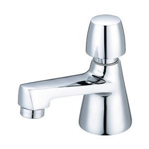 Central Brass Slow-Close Basin Faucet with Push Handle - Polished Chrome