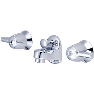 Central Brass Shelf-Back Bathroom Faucet with Canopy Handles - Polished Chrome