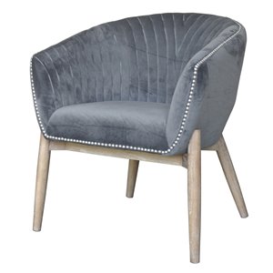 Chaise d'appoint Nadia Club de Gild Design House, velours gris et bois naturel