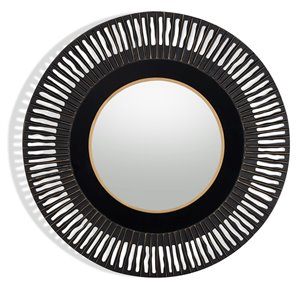 Miroir mural rond en métal Cantara Gild Design House, noir et or, 18 po