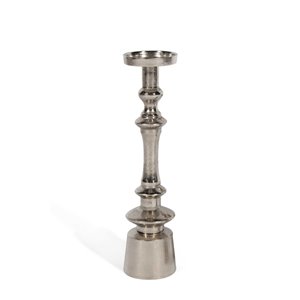 Bougeoir en métal Aurora de Gild Design House, grand format, argent, 15 po
