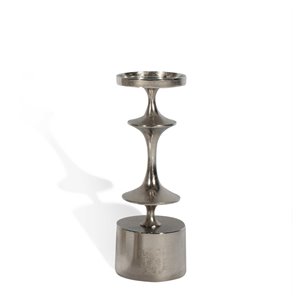 Bougeoir en métal Carmella de Gild Design House, format moyen, argent, 14 po
