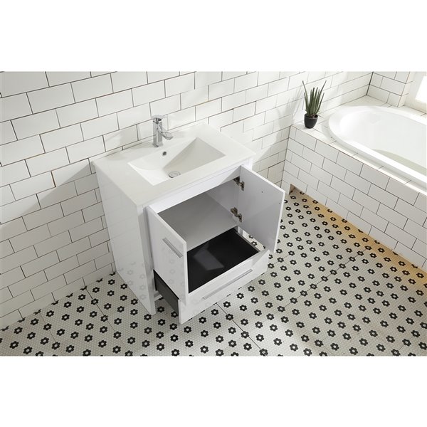 GEF Abbey 30-in White Single Sink Bathroom Vanity with White Ceramic Top