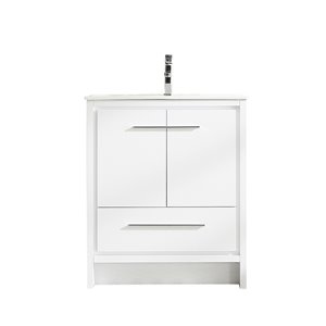 GEF Abbey 30-in White Single Sink Bathroom Vanity with White Ceramic Top