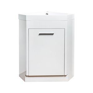GEF Harlem 18-in White Single Sink Corner Bathroom Vanity with White Acrylic Top
