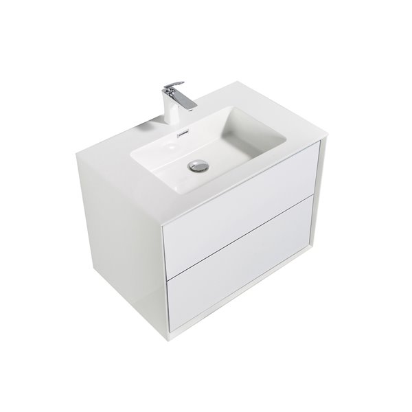 GEF Floy 30-in White Single Sink Bathroom Vanity with White Acrylic Top