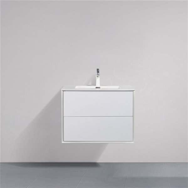 GEF Floy 30-in White Single Sink Bathroom Vanity with White Acrylic Top