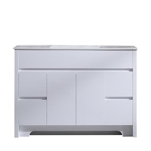 GEF Luna 48-in White Single Sink Bathroom Vanity with White Ceramic Top