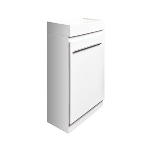 Meuble-lavabo simple blanc de 18 po Harlem par GEF avec comptoir blanc en acrylique