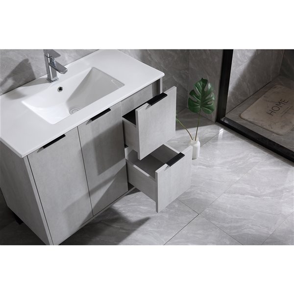 GEF Riley 36-in Grey Single Sink Bathroom Vanity with White Ceramic Top